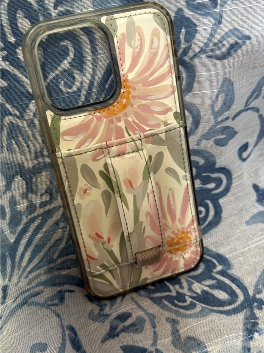 Floral Pink Wallet Phone Case with Card Pocket and Stand
